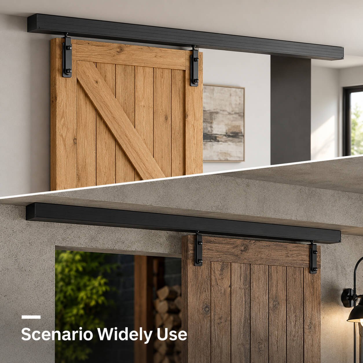 Ceiling Mount Box Rail Sliding Barn Door Hardware Kit – Black - Image 6