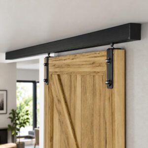 Ceiling Mount Box Rail Sliding Barn Door Hardware Kit – Black