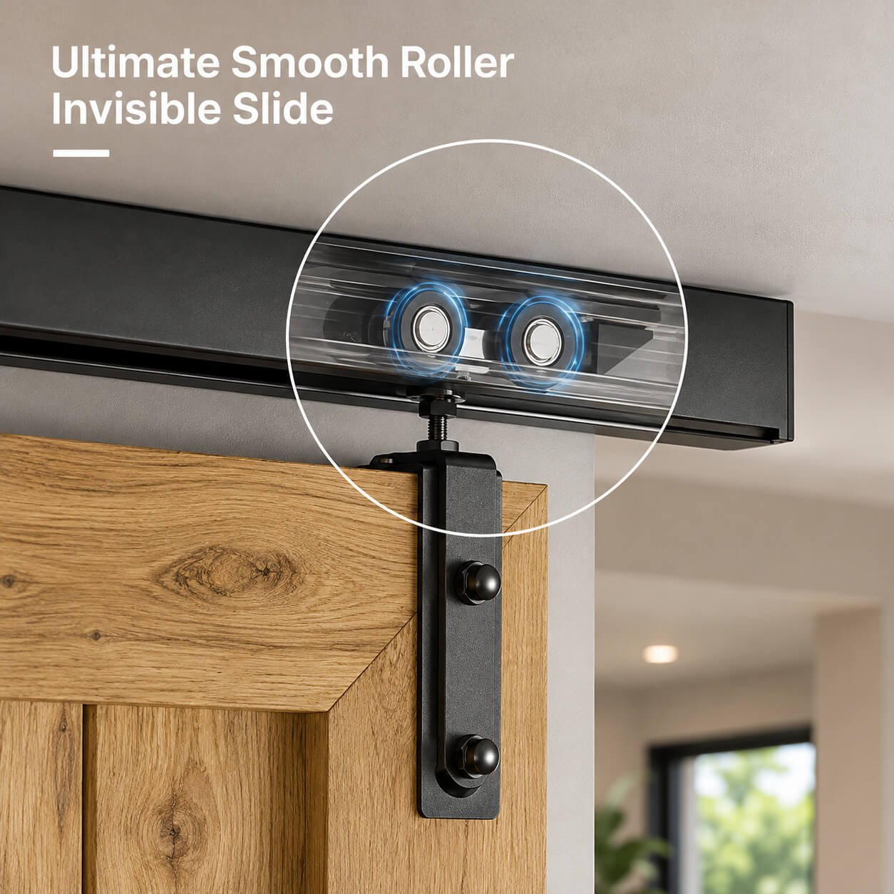 Ceiling Mount Box Rail Sliding Barn Door Hardware Kit – Black - Image 7